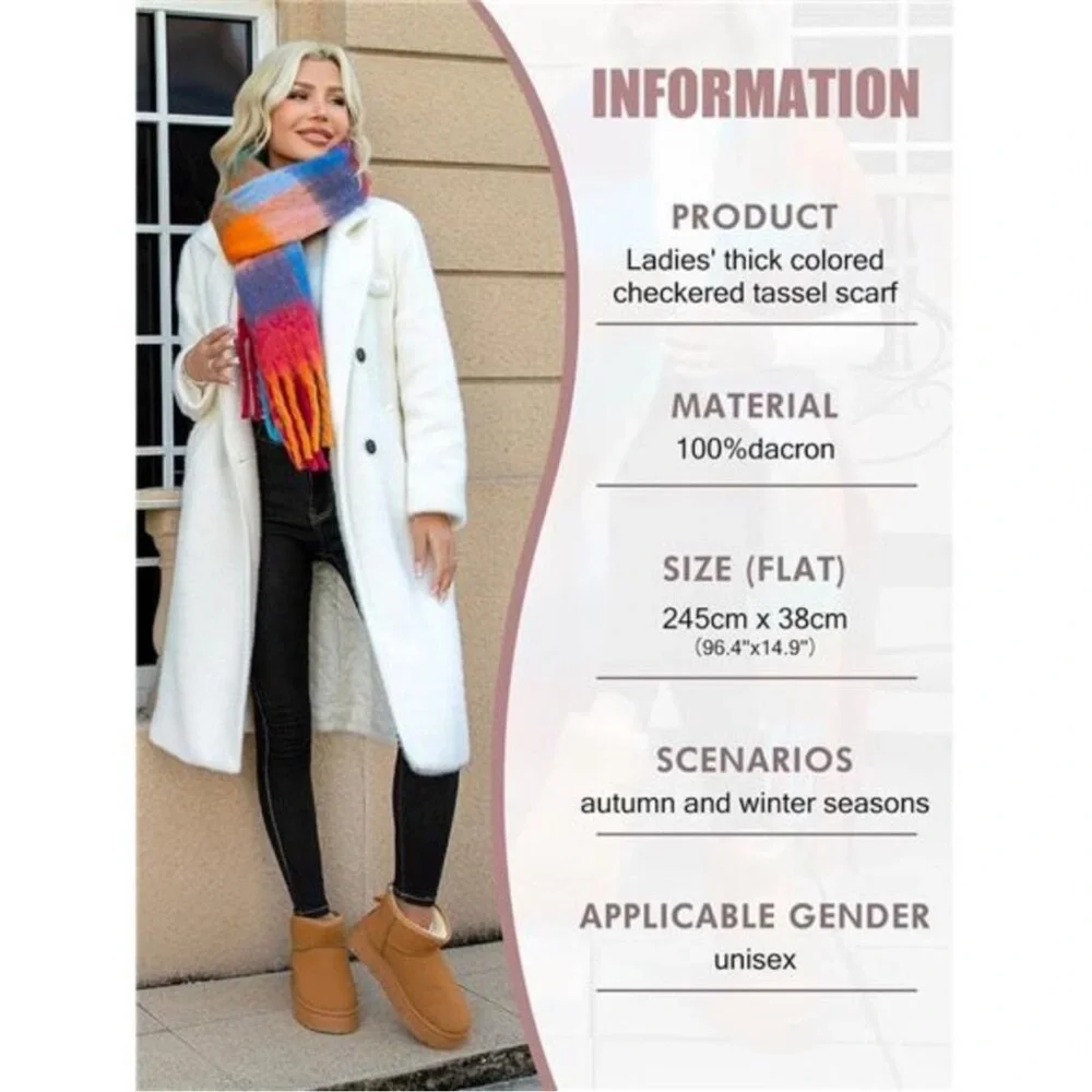 Brand New Multicolored Mohair Women’s Scarf – 82.7x15.7 in